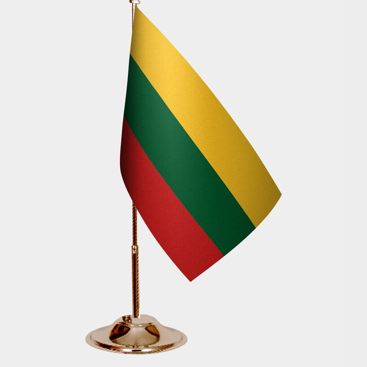 Lithuania Gold Desk Flag - Premium Metal Stand