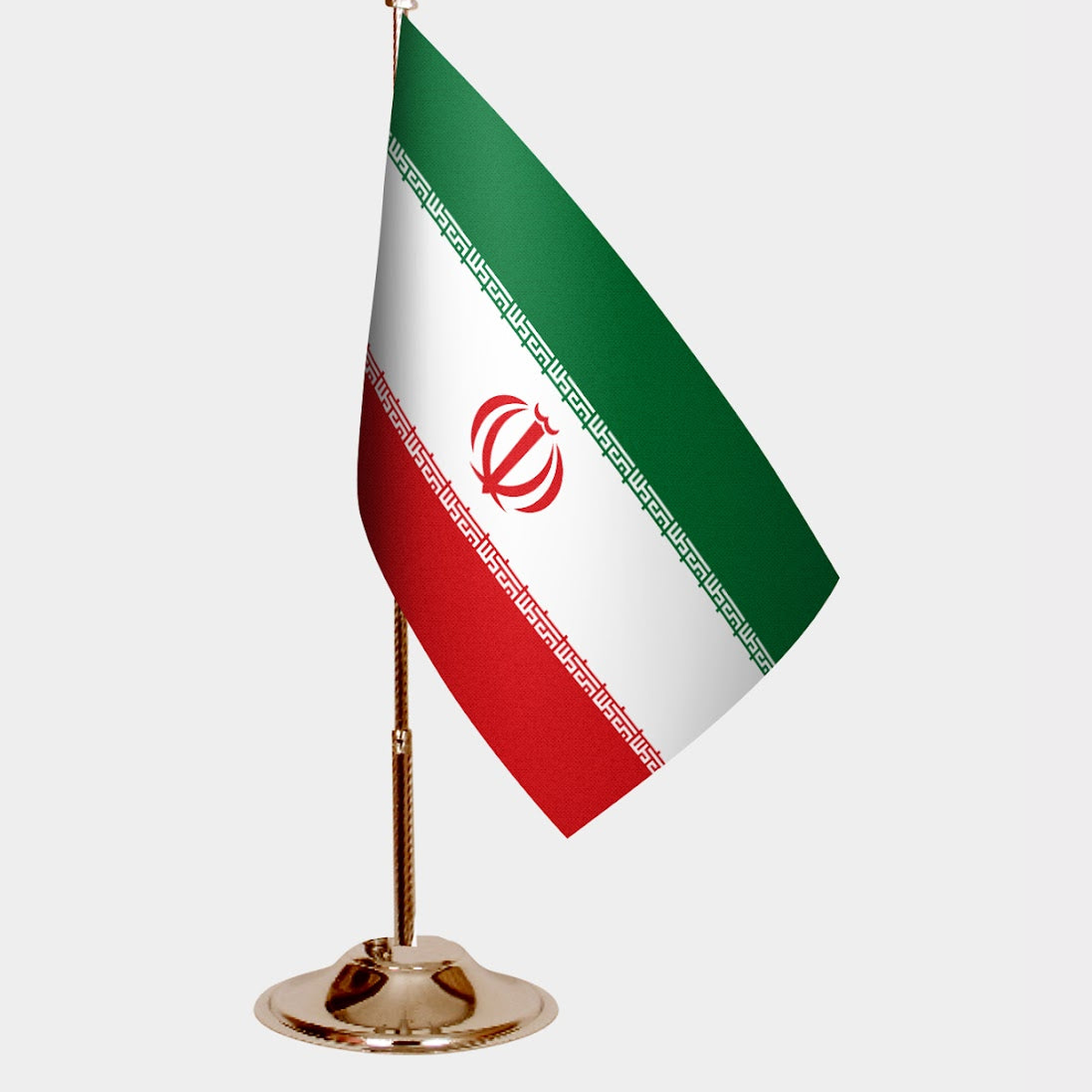 Iran Gold Desk Flag - Premium Metal Stand