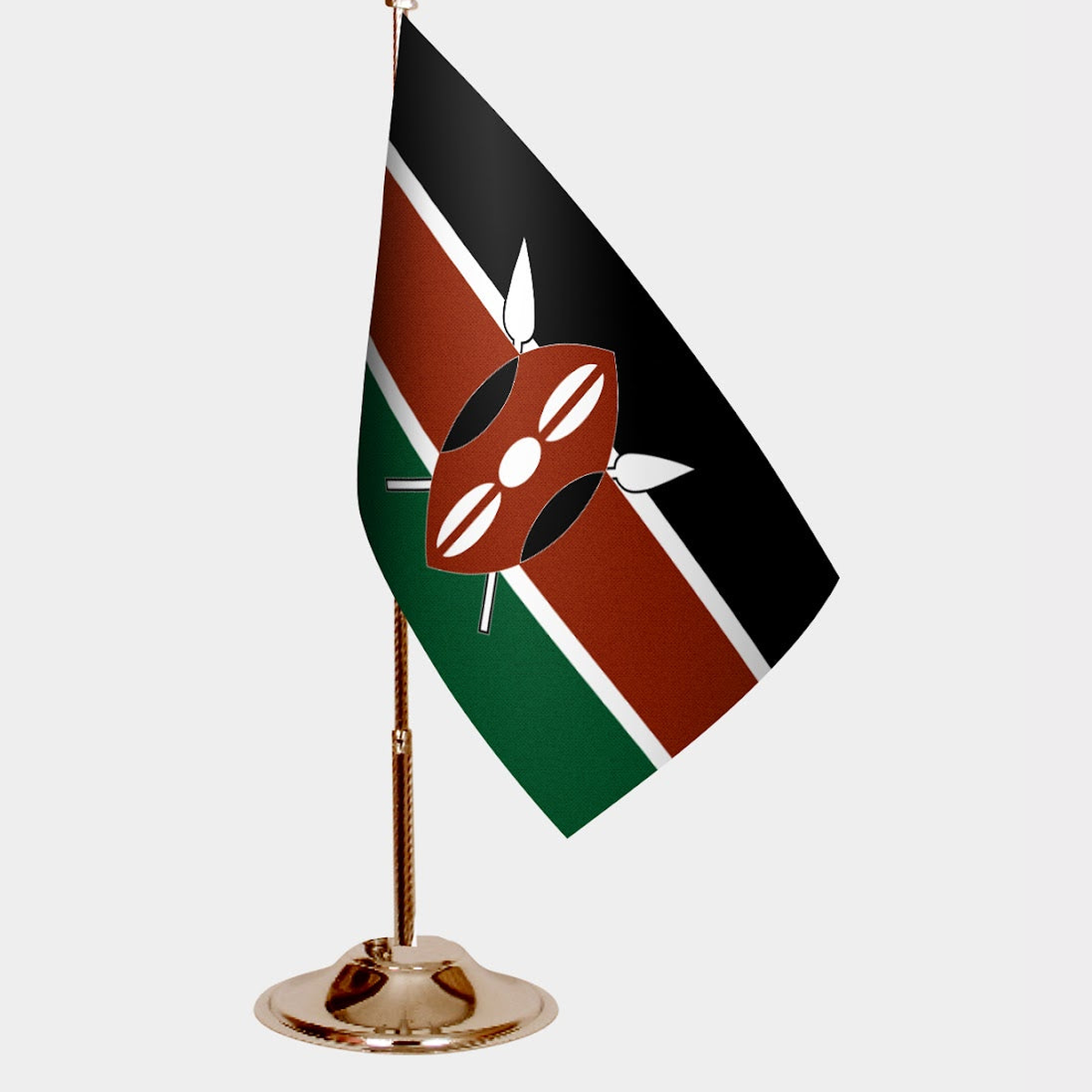 Kenya Gold Desk Flag - Premium Metal Stand