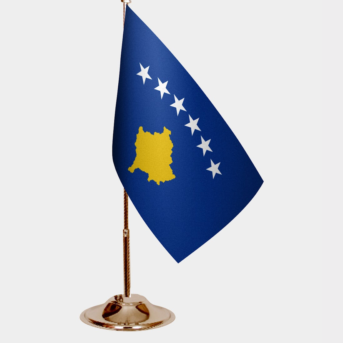 Kosovo Gold Desk Flag - Premium Metal Stand