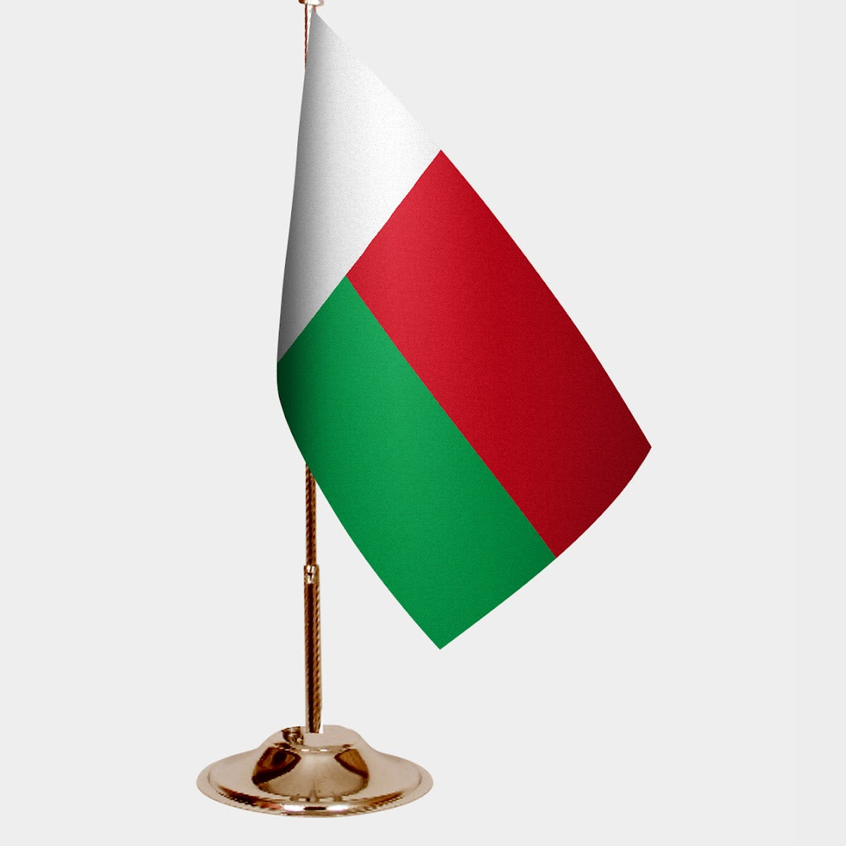 Madagascar Gold Desk Flag - Premium Metal Stand