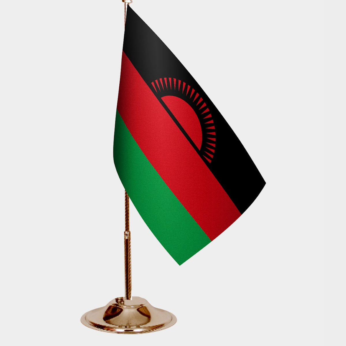 Malawi Gold Desk Flag - Premium Metal Stand