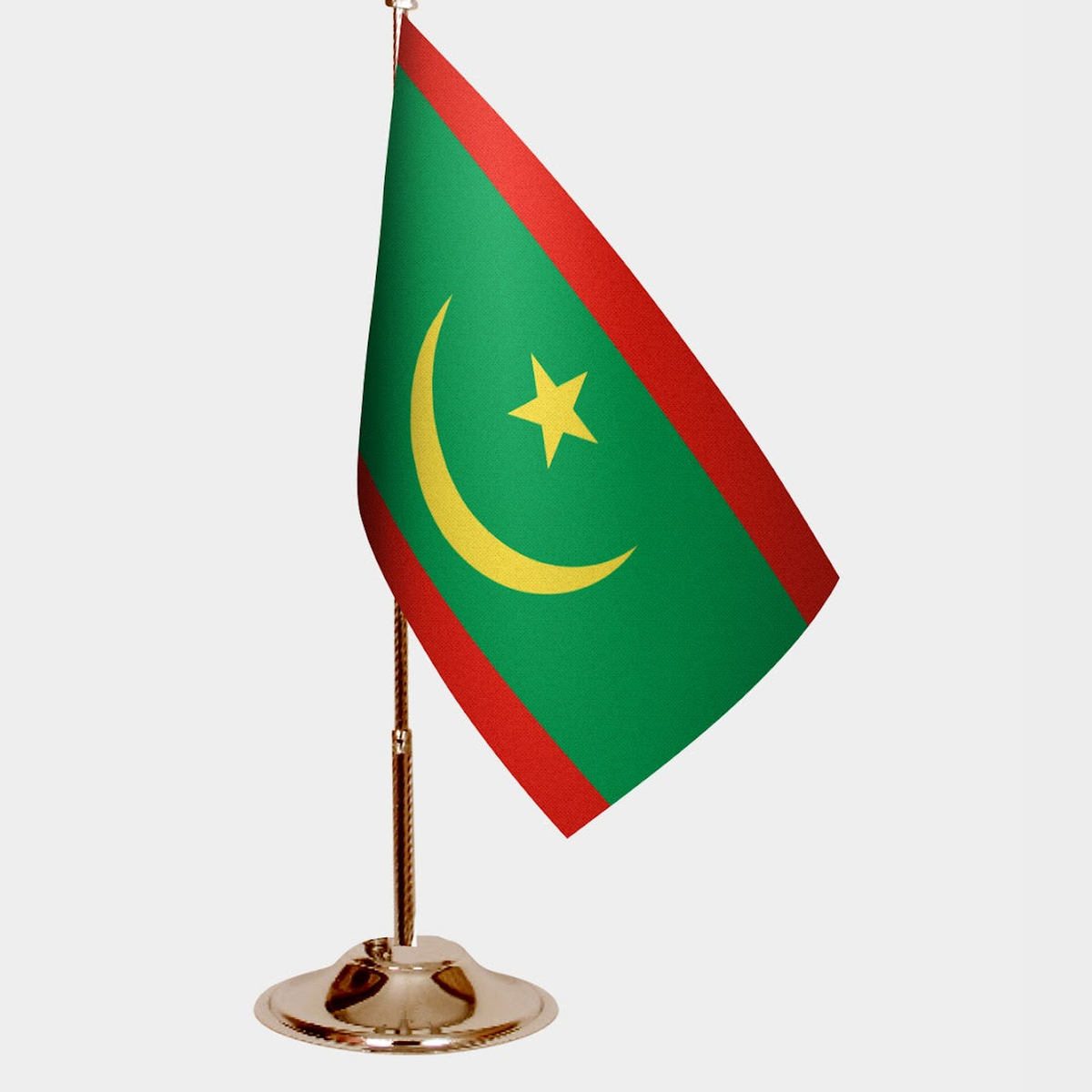 Mauritania Gold Desk Flag - Premium Metal Stand
