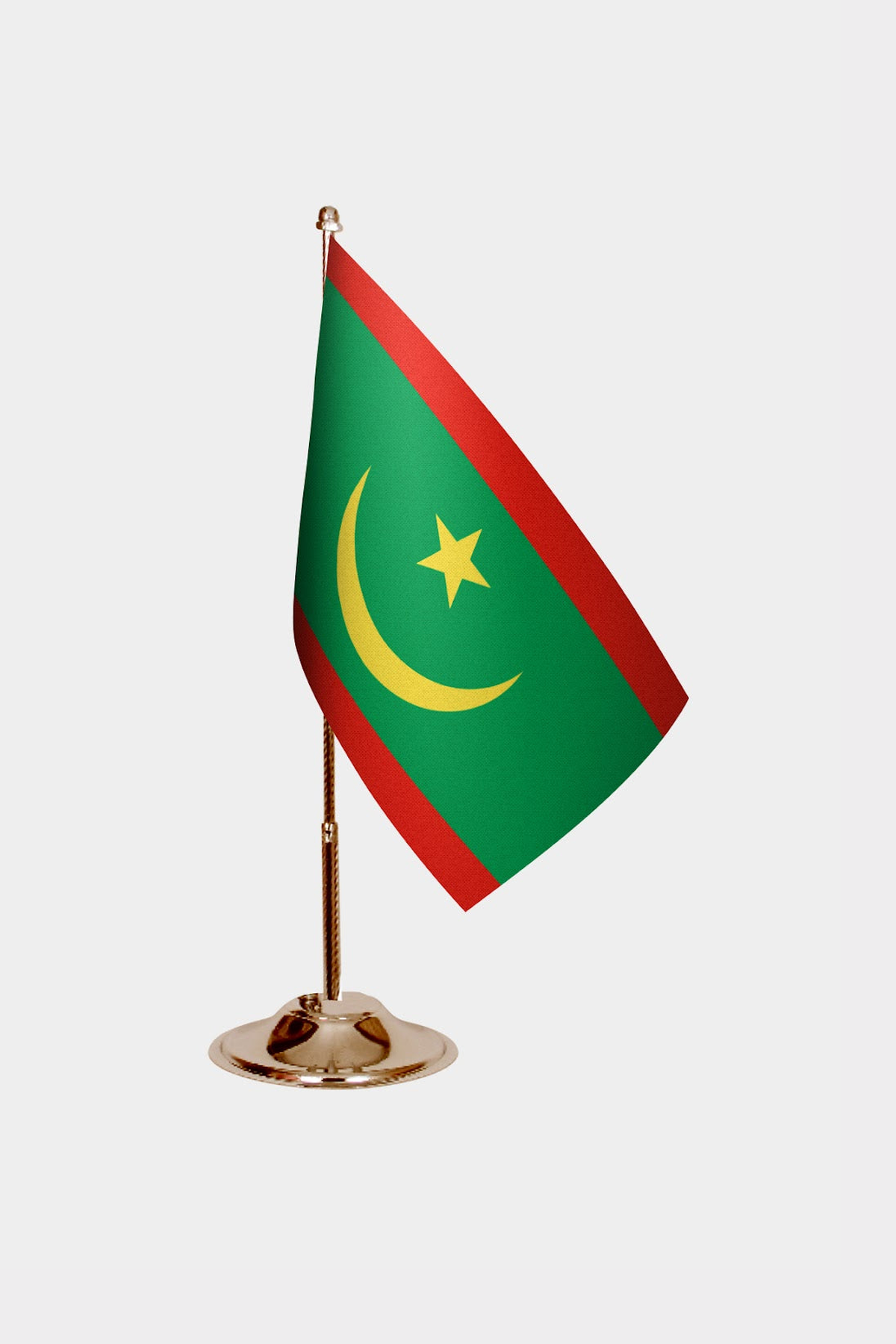 Mauritania Gold Desk Flag - Premium Metal Stand