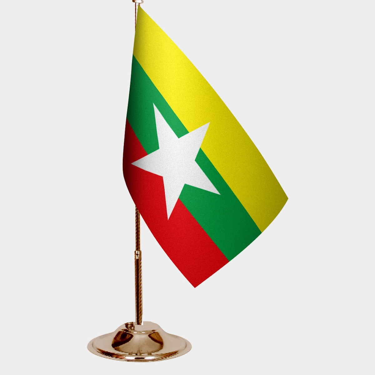 Myanmar Gold Desk Flag - Premium Metal Stand