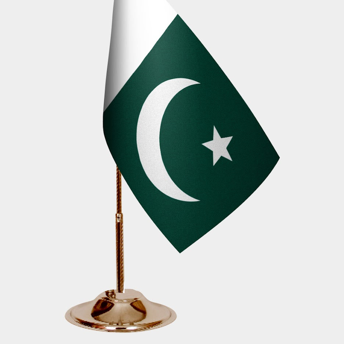 Pakistan Gold Desk Flag - Premium Metal Stand