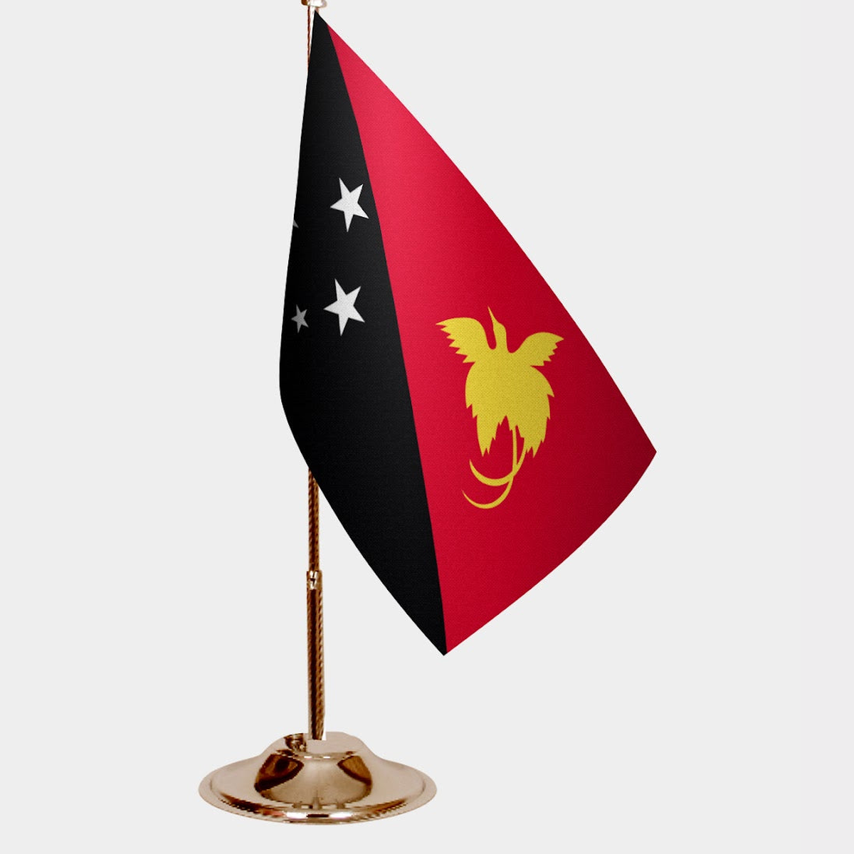 Papua New Guinea Gold Desk Flag - Premium Metal Stand