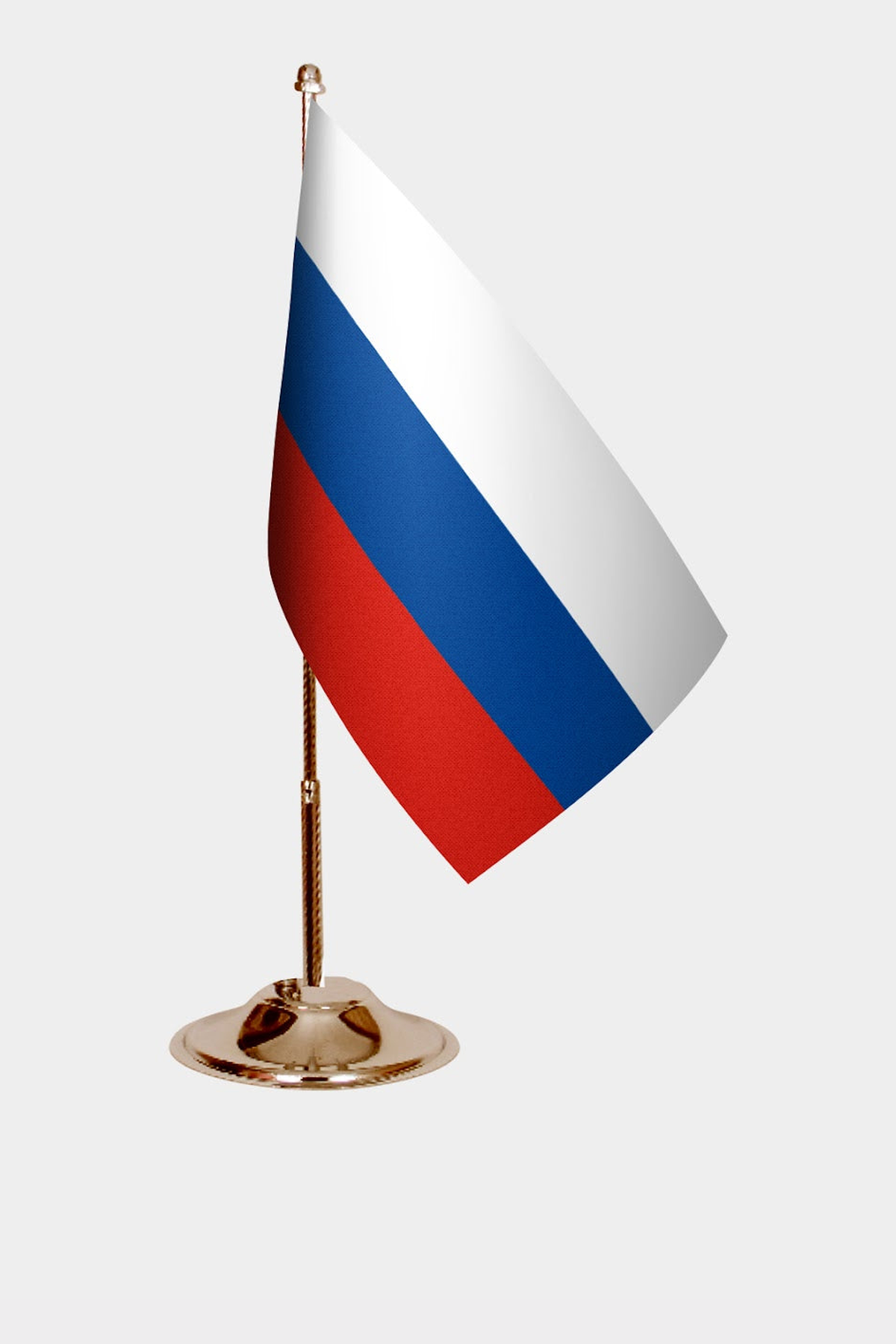Russia Gold Desk Flag - Premium Metal Stand