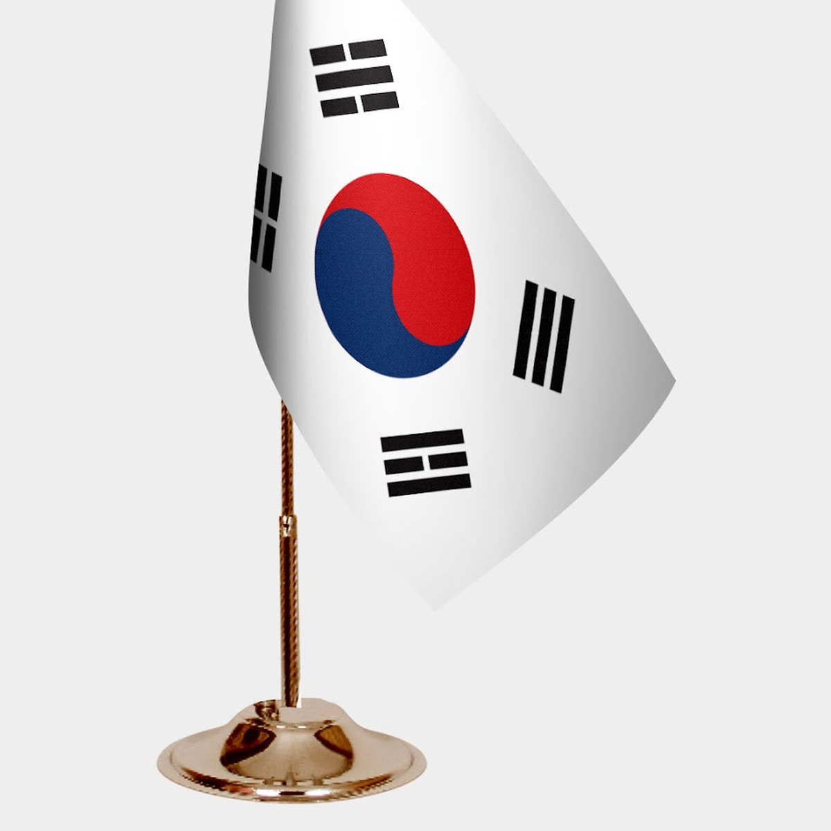 South Korea Gold Desk Flag - Premium Metal Stand