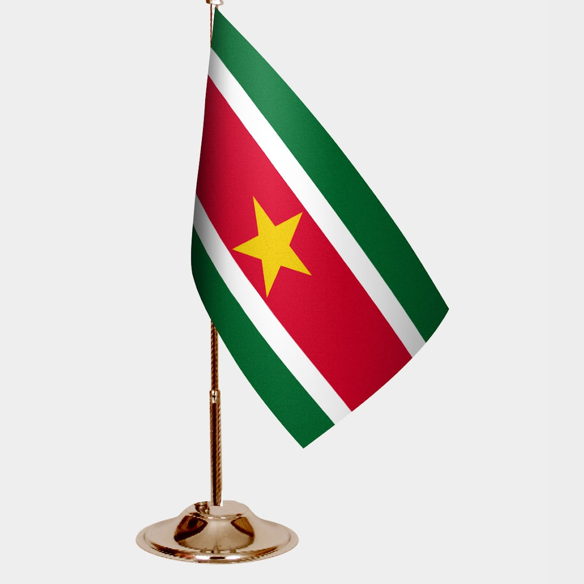 Suriname Gold Desk Flag - Premium Metal Stand