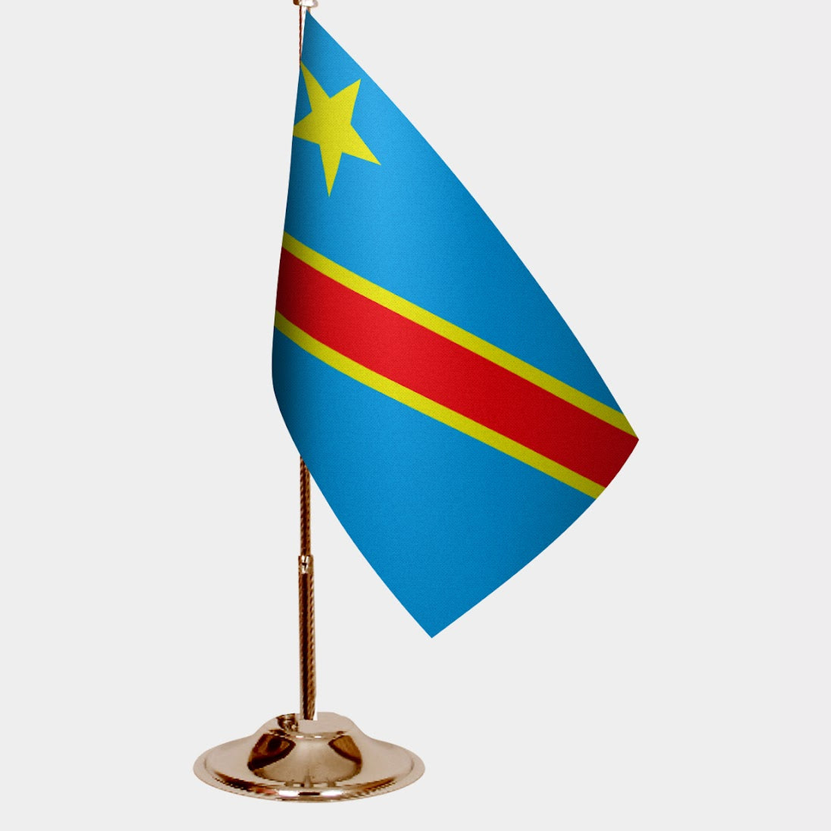 Democratic Republic of Congo Gold Desk Flag - Premium Metal Stand
