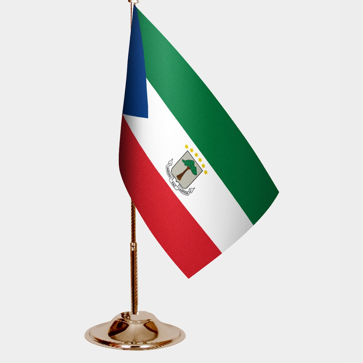 Equatorial Guinea Gold Desk Flag - Premium Metal Stand