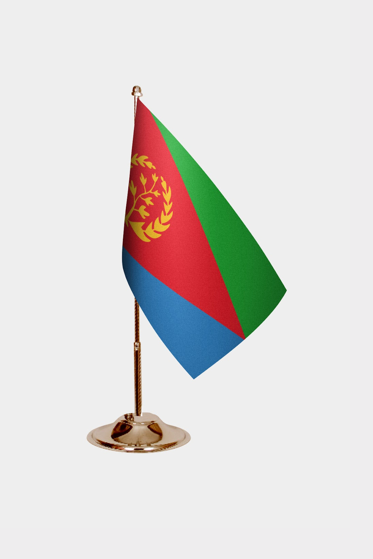 Eritrea Gold Desk Flag - Premium Metal Stand