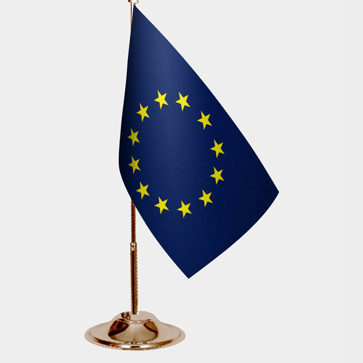 European Union Gold Desk Flag - Premium Metal Stand