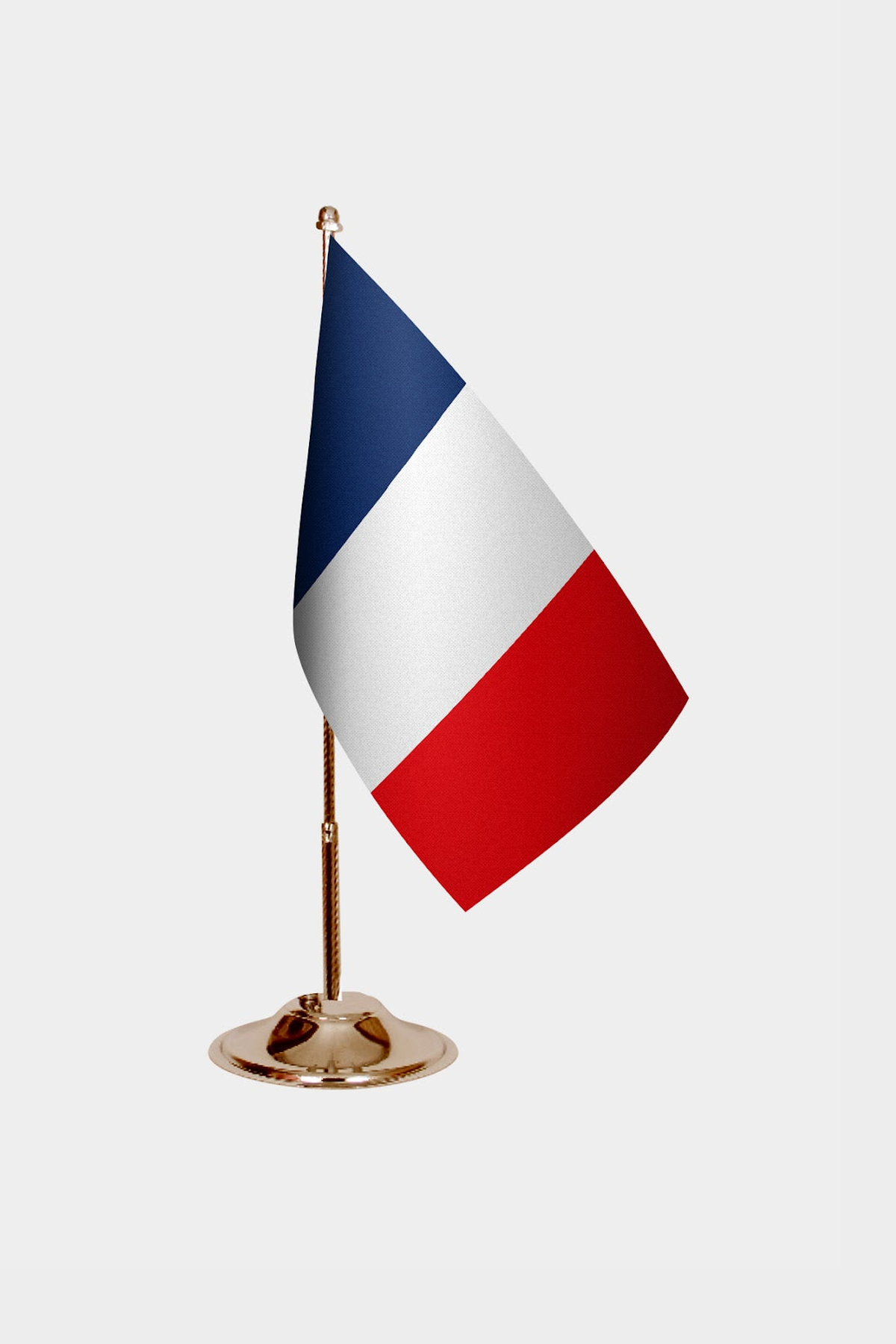 France Gold Desk Flag - Premium Metal Stand