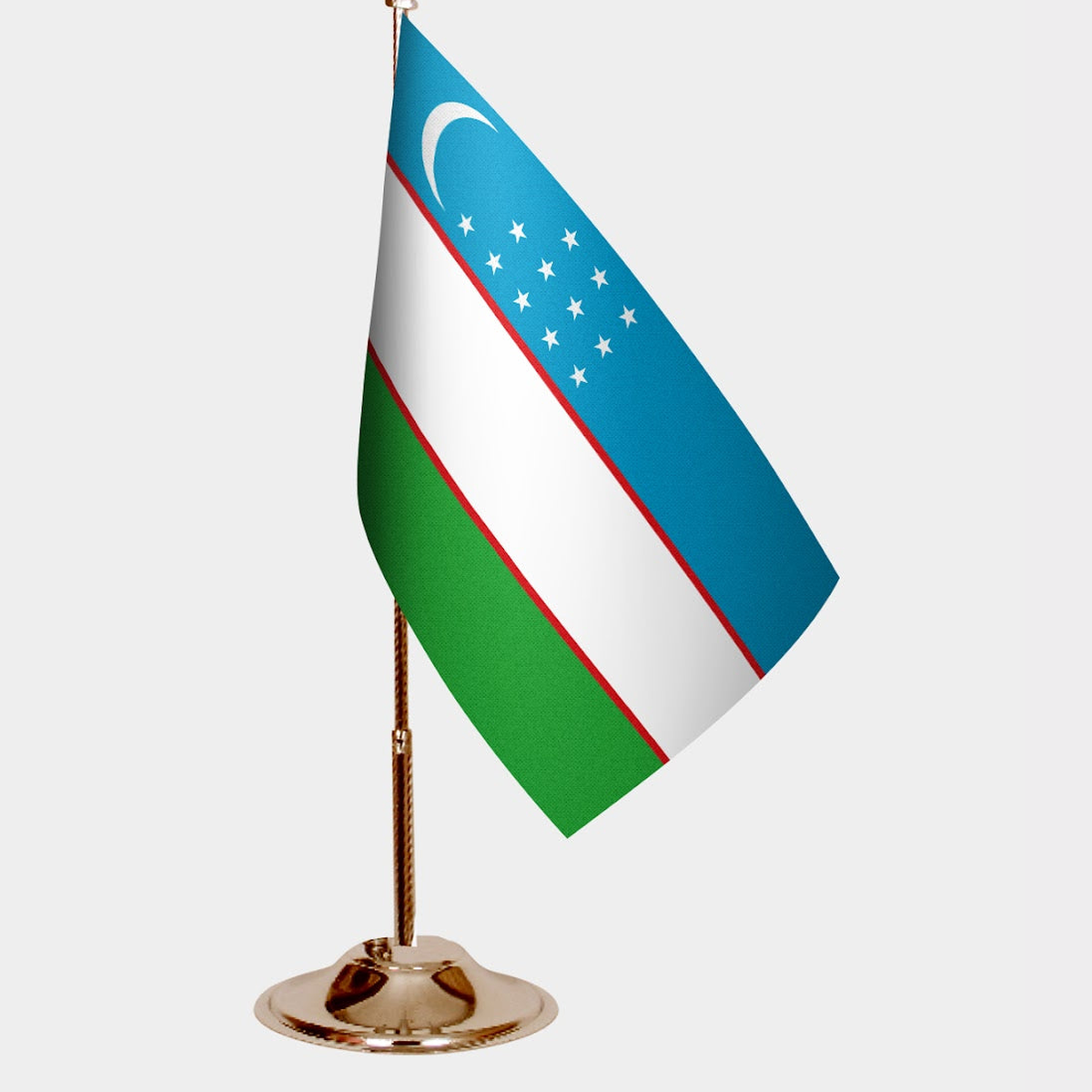 Uzbekistan Gold Desk Flag - Premium Metal Stand