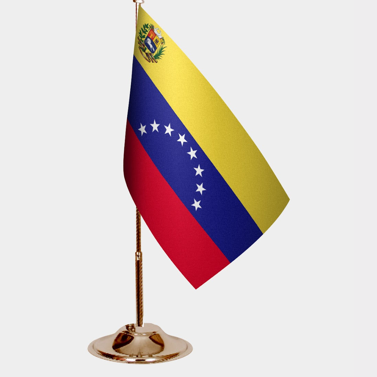Venezuela Gold Desk Flag - Premium Metal Stand