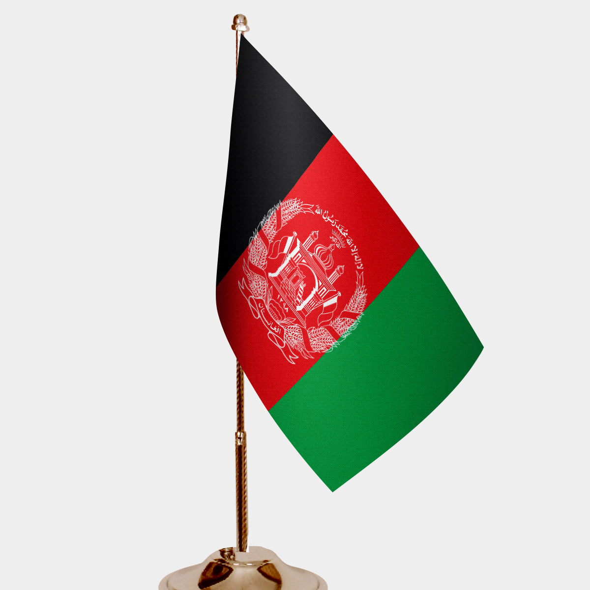 Afghanistan Gold Desk Flag - Premium Metal Stand