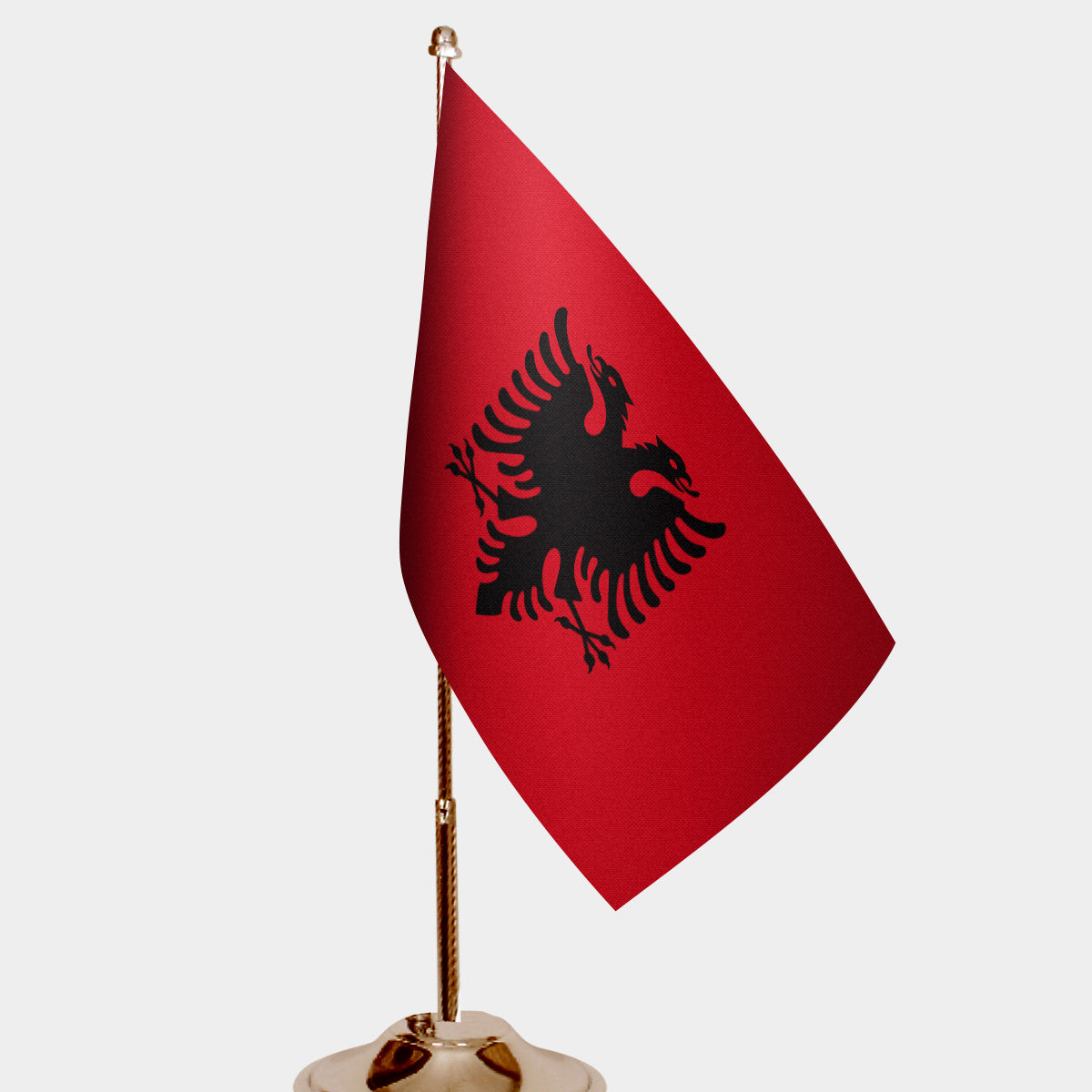 Albania Gold Desk Flag - Premium Metal Stand
