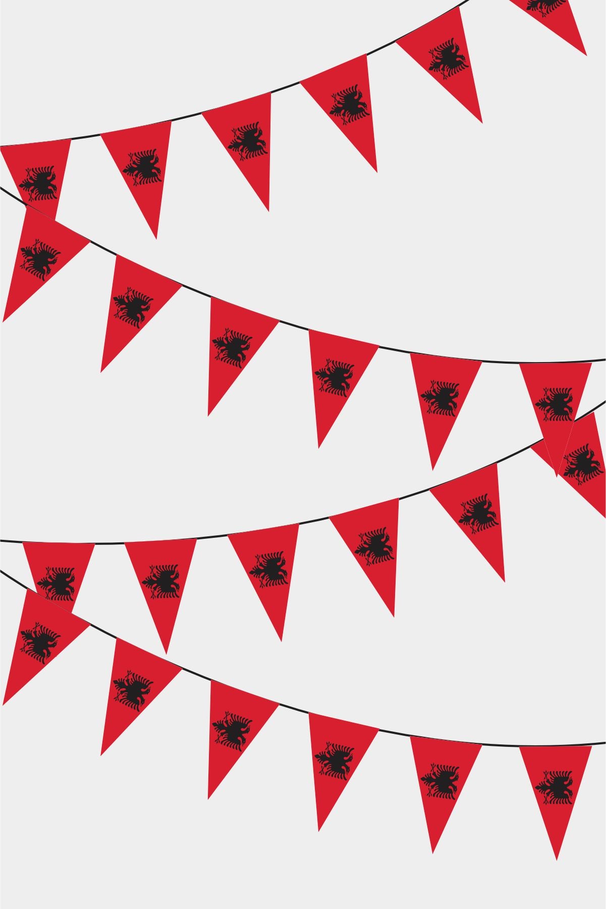 Albania Triangular Flag Bunting - 50 Meters Premium Pennant Flags for Party Decoration | Professional Quality Raschel Fabric