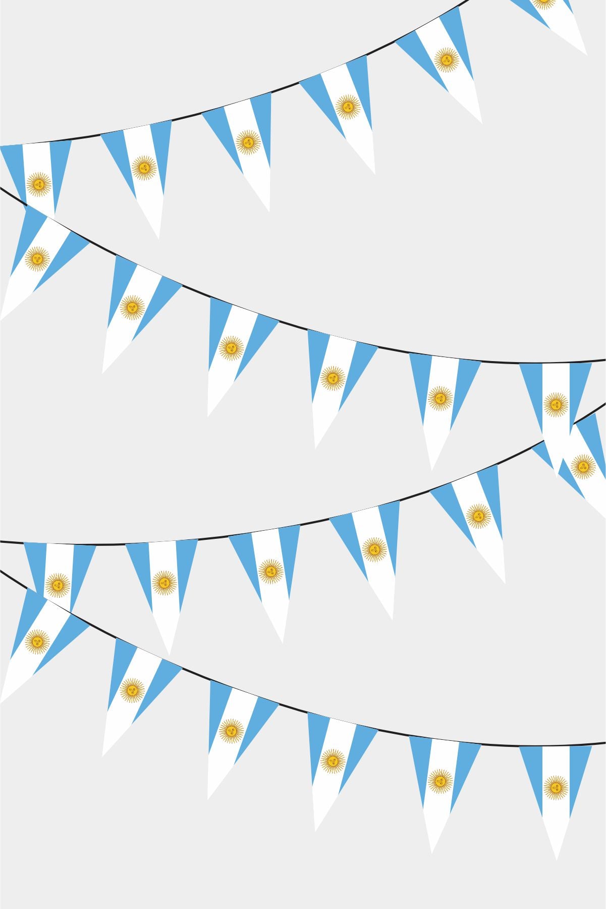 Argentina Triangular Flag Bunting - 50 Meters Premium Pennant Flags for Party Decoration | Professional Quality Raschel Fabric