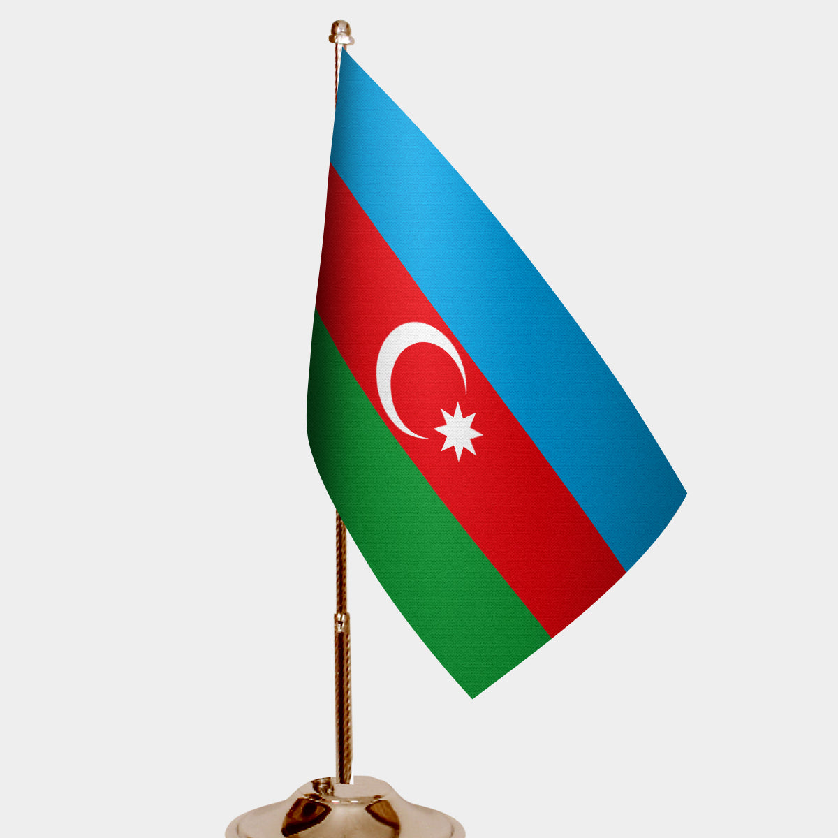 Azerbaijan Gold Desk Flag - Premium Metal Stand
