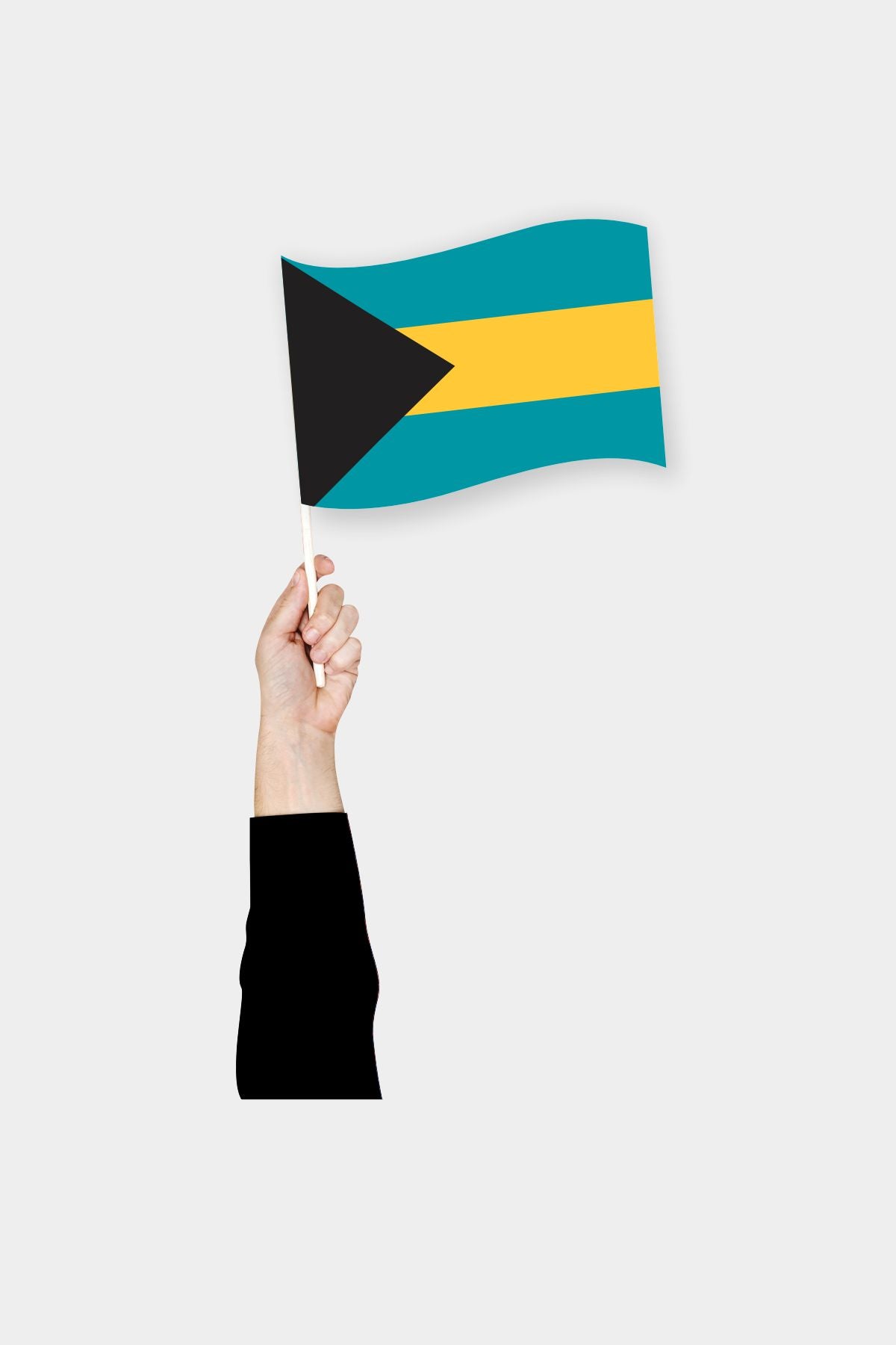 Bahamas handheld flag on stick - durable polyester country flag for events and parades