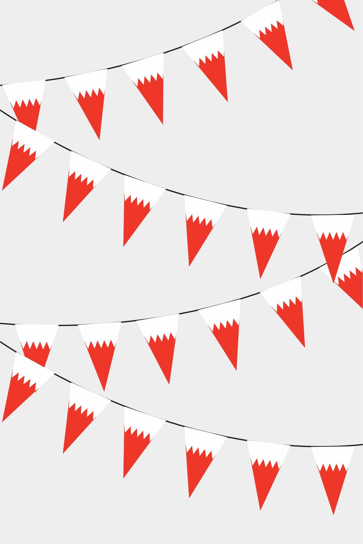 Bahrain Triangular Flag Bunting - 50 Meters Premium Pennant Flags for Party Decoration | Professional Quality Raschel Fabric