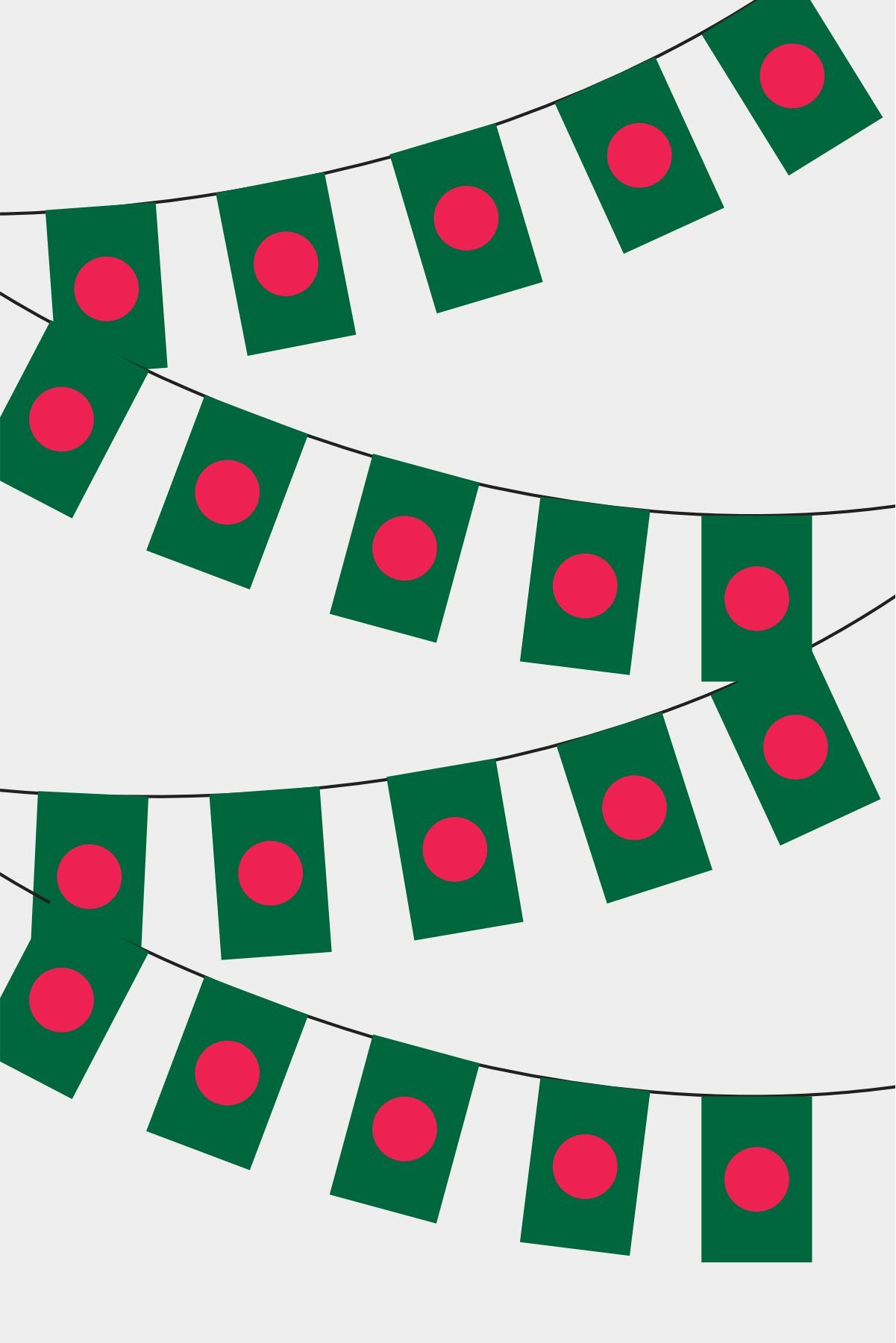 Bangladesh Rectangular Flag Bunting - 50 Meters Premium String Flags for Party Decoration | Professional Quality Raschel Fabric