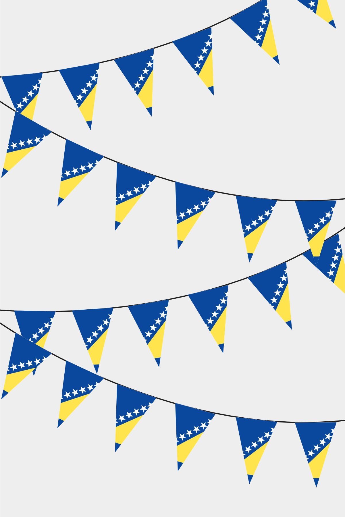 Bosnia and Herzegovina Triangular Flag Bunting - 50 Meters Premium Pennant Flags for Party Decoration | Professional Quality Raschel Fabric