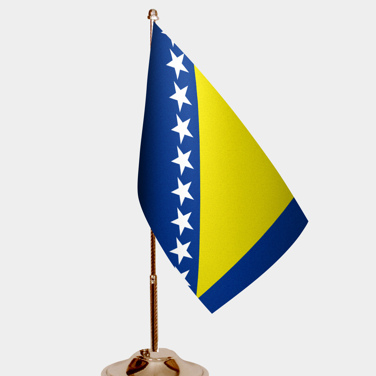 Bosna and Herzegovina Gold Desk Flag - Premium Metal Stand