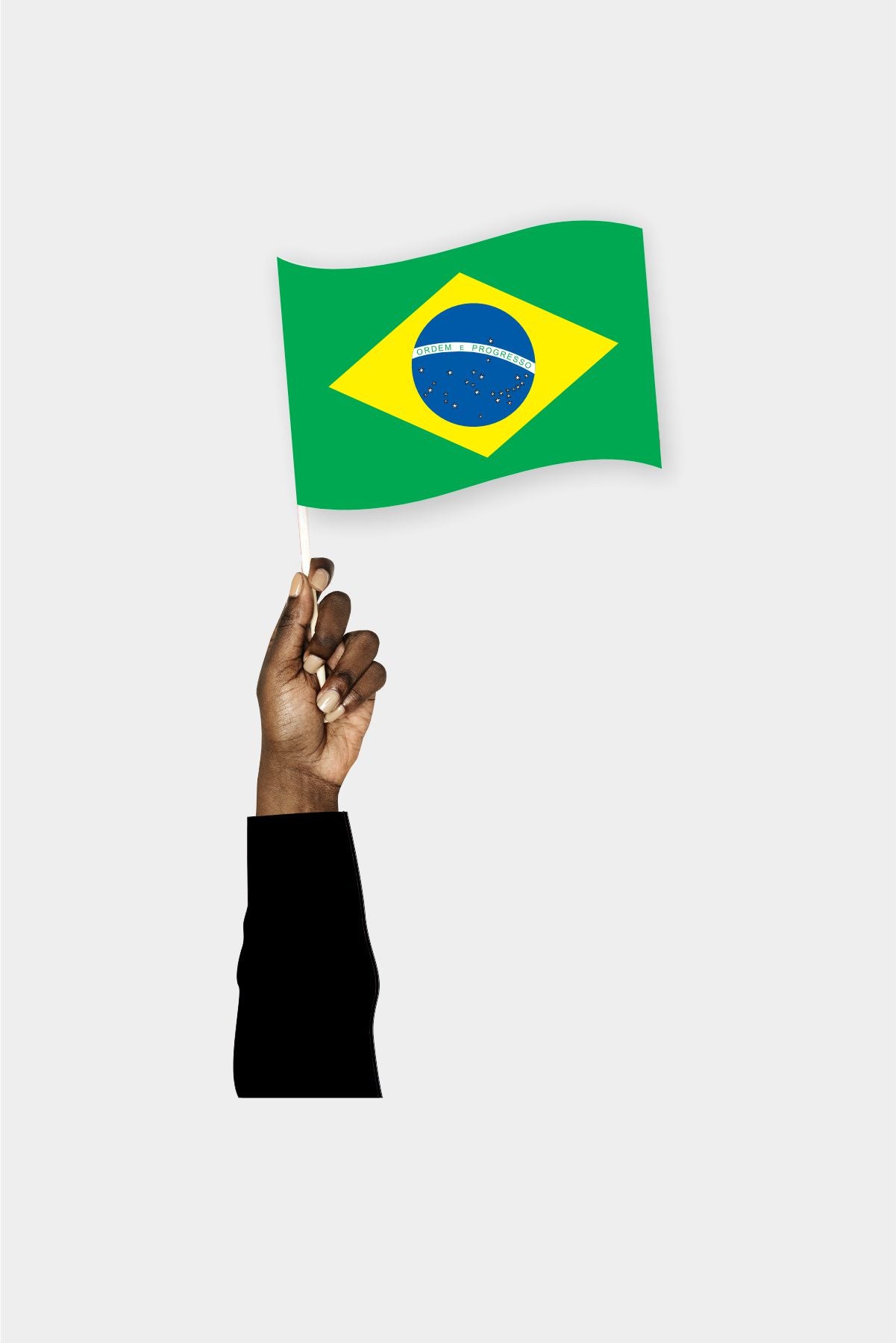 Brazil handheld flag on stick - durable polyester country flag for events and parades