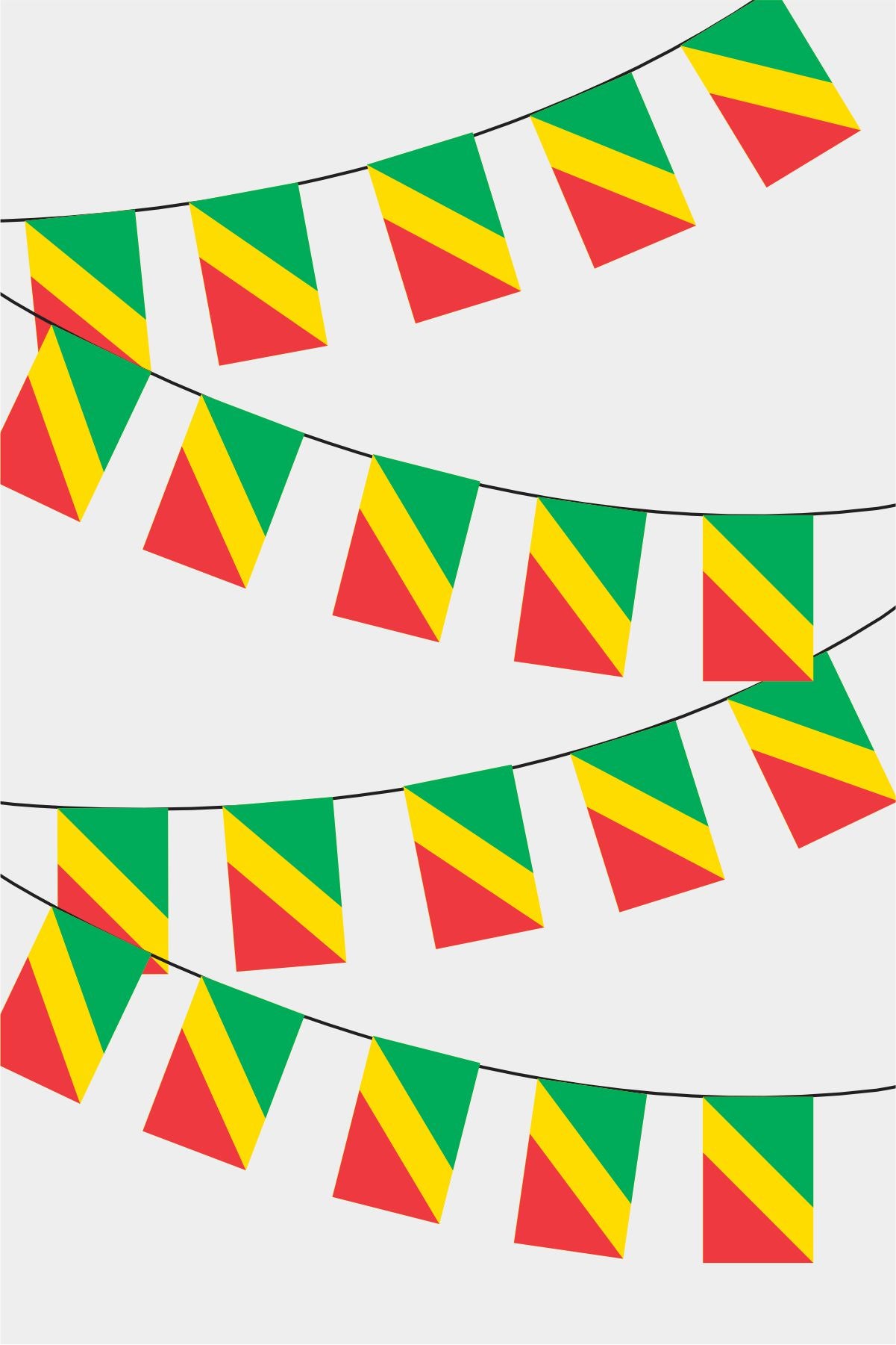 Congo Rectangular Flag Bunting - 50 Meters Premium String Flags for Party Decoration | Professional Quality Raschel Fabric