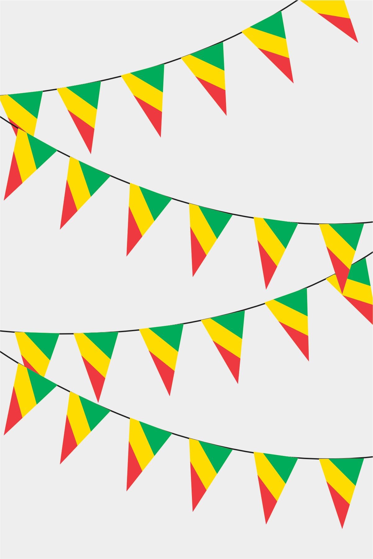Congo Triangular Flag Bunting - 50 Meters Premium Pennant Flags for Party Decoration | Professional Quality Raschel Fabric
