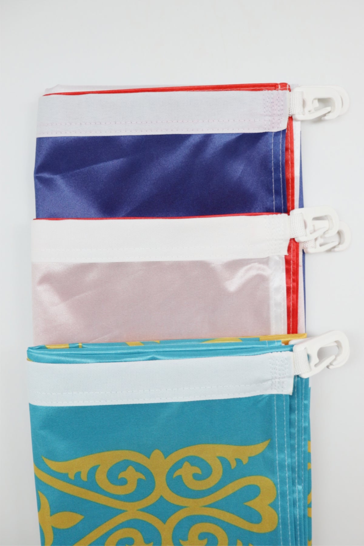 Plastic hook attachment detail — standard flagpole mounting