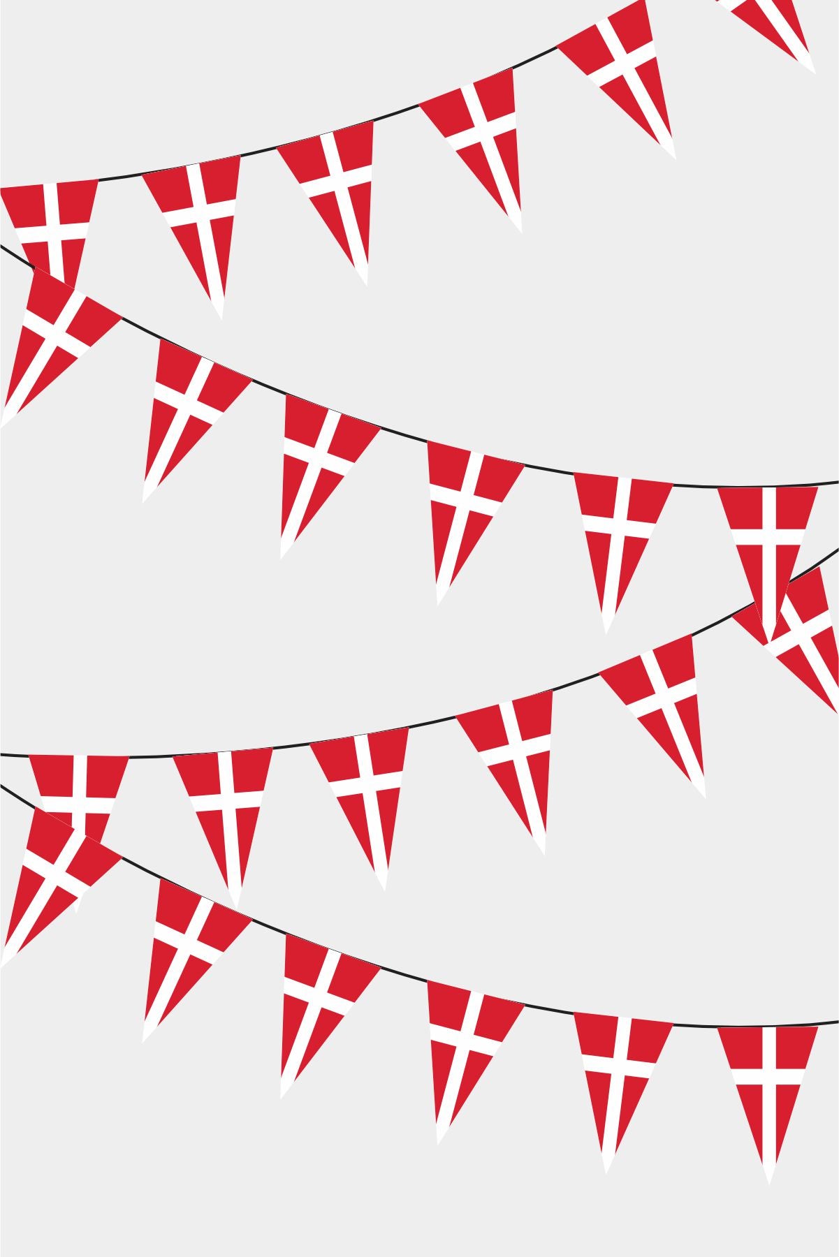 Denmark Triangular Flag Bunting - 50 Meters Premium Pennant Flags for Party Decoration | Professional Quality Raschel Fabric