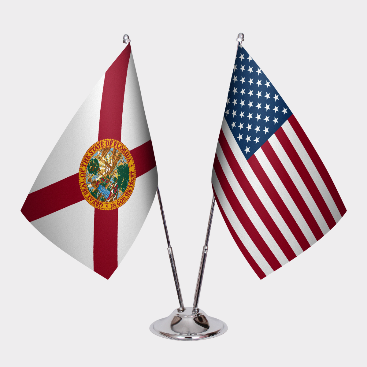 Florida & U.S. Desk Flag Set — Double Satin