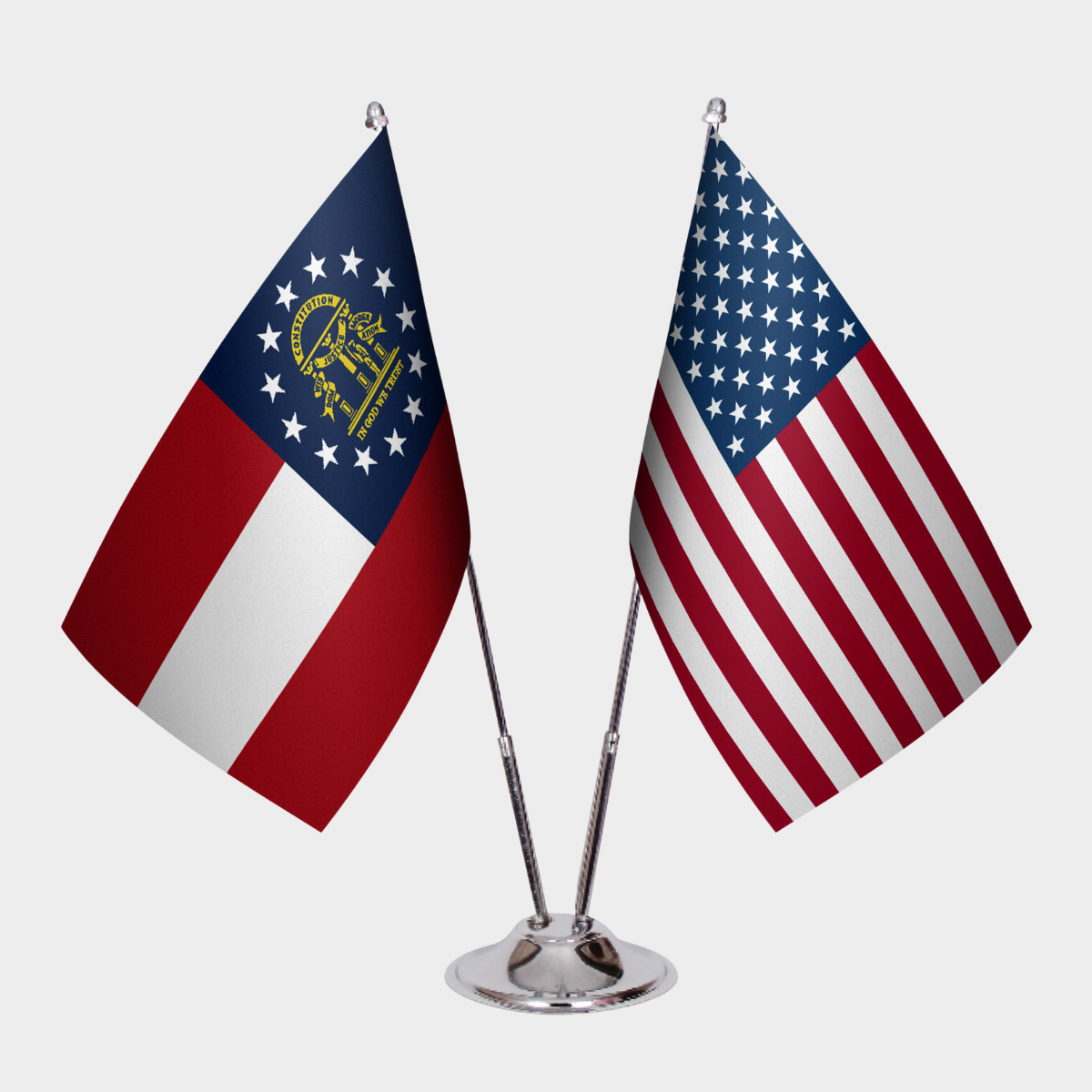 Georgia & U.S. Desk Flag Set — Double Satin