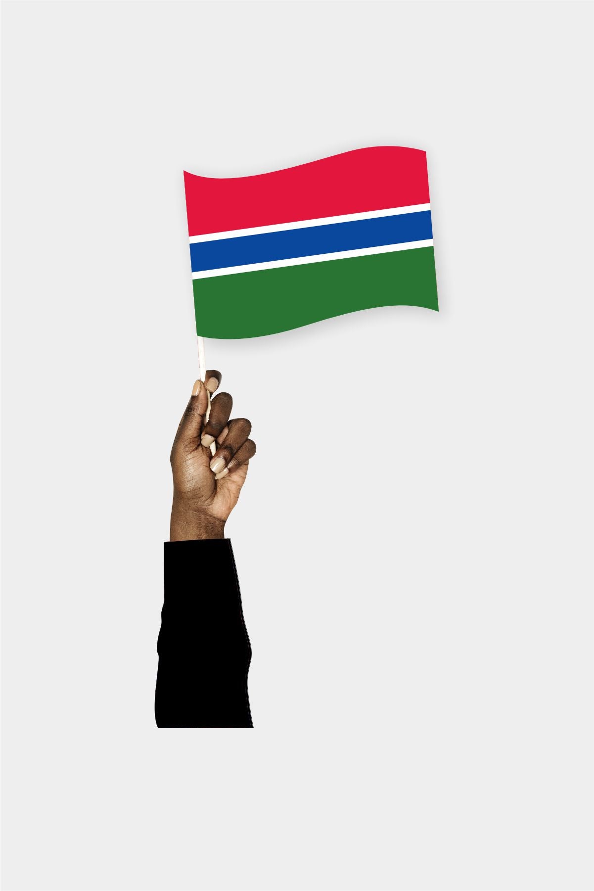 Gambia handheld flag on stick - durable polyester country flag for events and parades