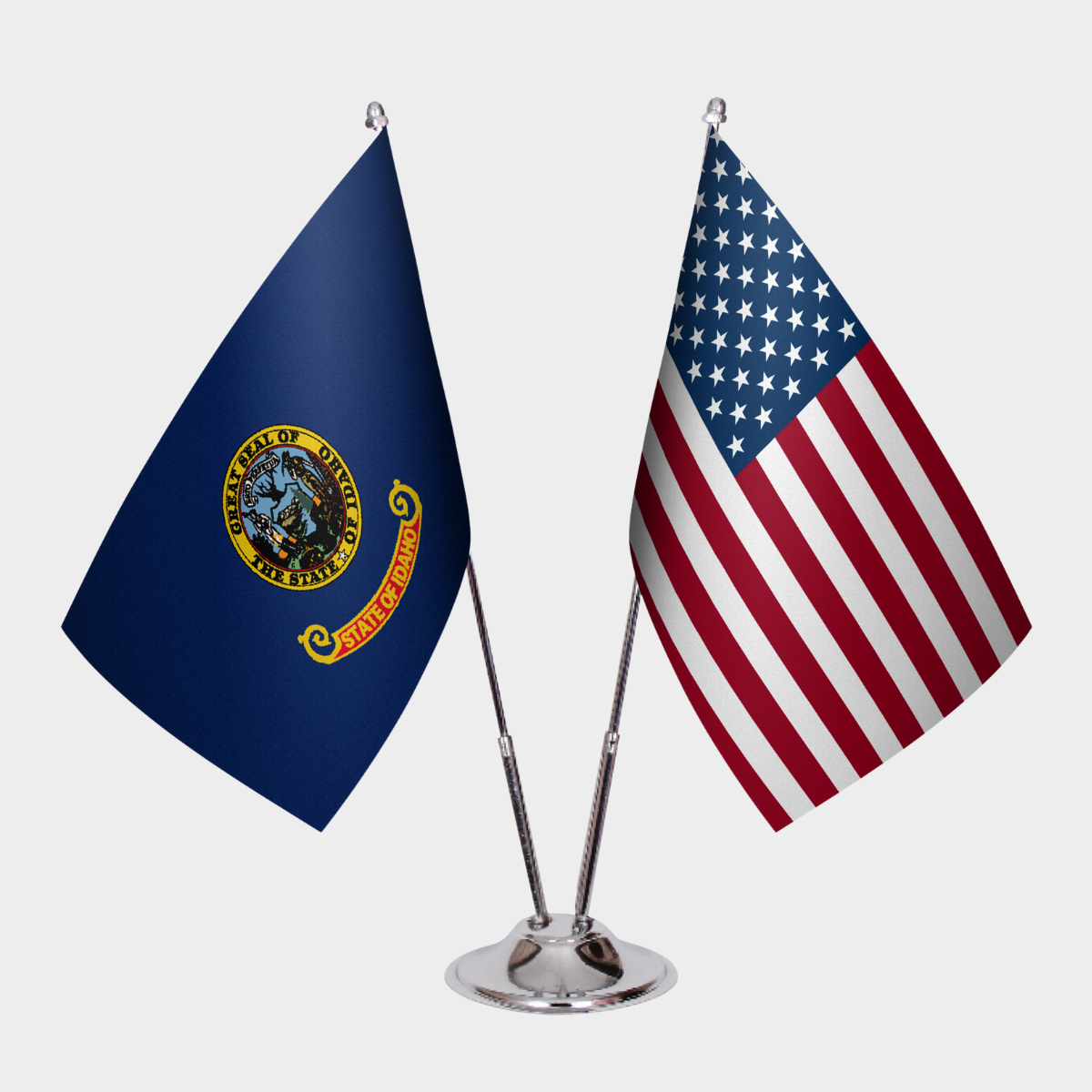 Idaho & U.S. Desk Flag Set — Double Satin