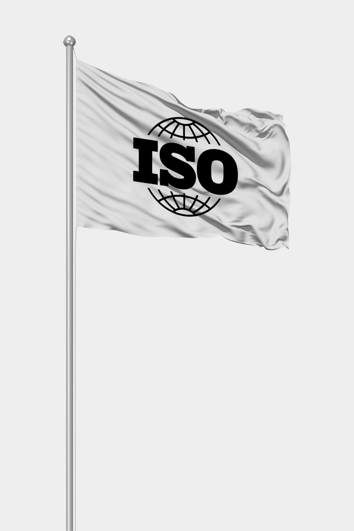 ISO 9001 Gönder Bayrağı — 90 gr raşel kumaş, dış mekan dayanıklı