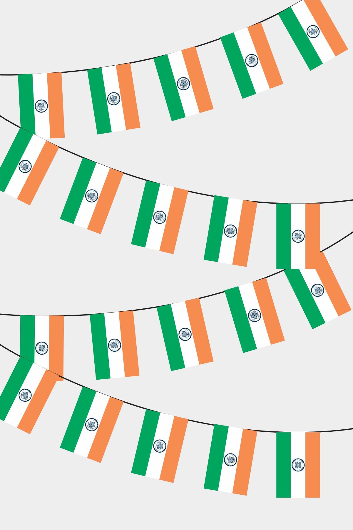 India Rectangular Flag Bunting - 50 Meters Premium String Flags for Party Decoration | Professional Quality Raschel Fabric