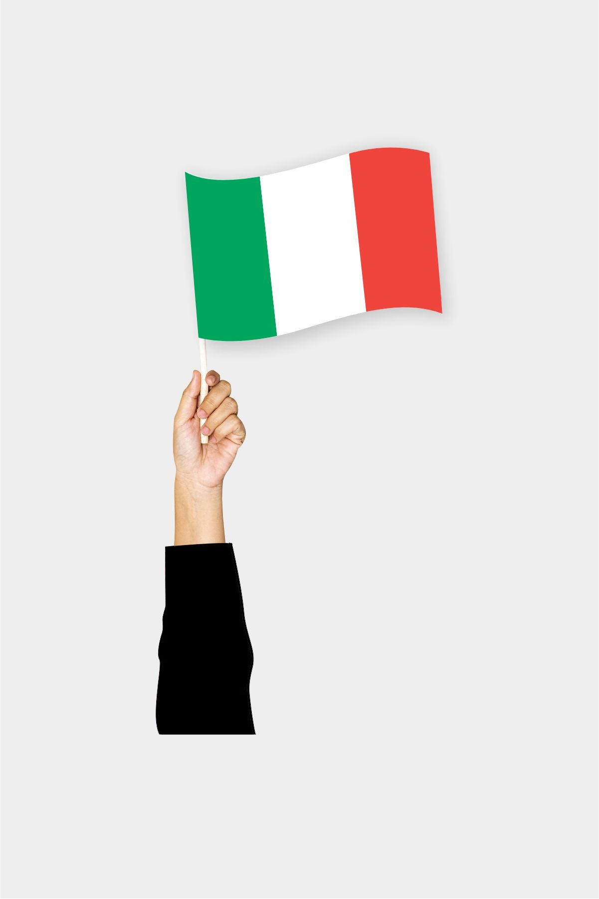 Italy handheld flag on stick - durable polyester country flag for events and parades