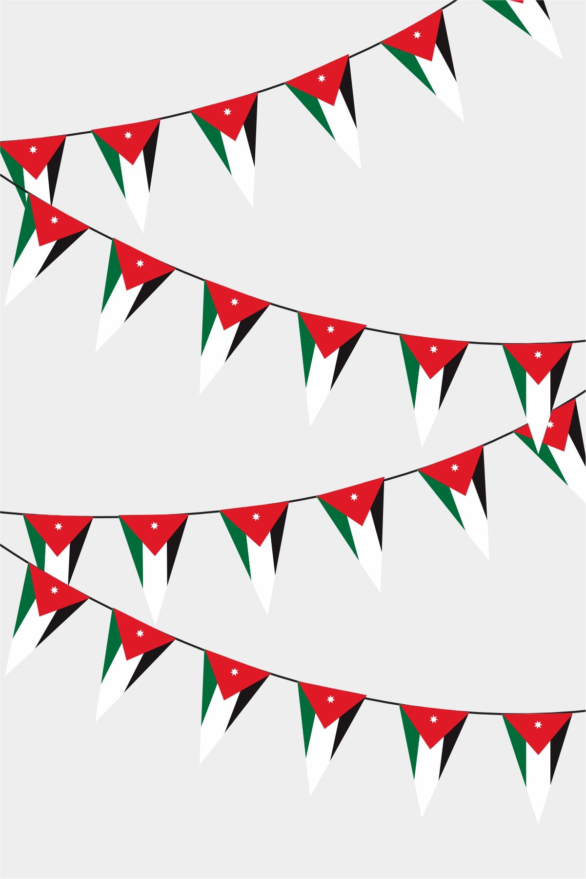 Jordan Triangular Flag Bunting - 50 Meters Premium Pennant Flags for Party Decoration | Professional Quality Raschel Fabric