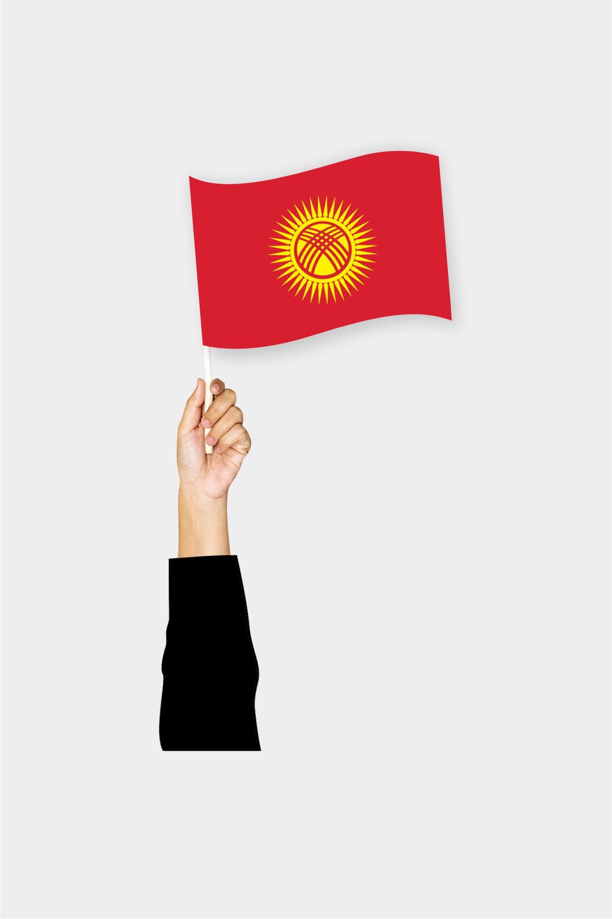Kyrgyzstan handheld flag on stick - durable polyester country flag for events and parades