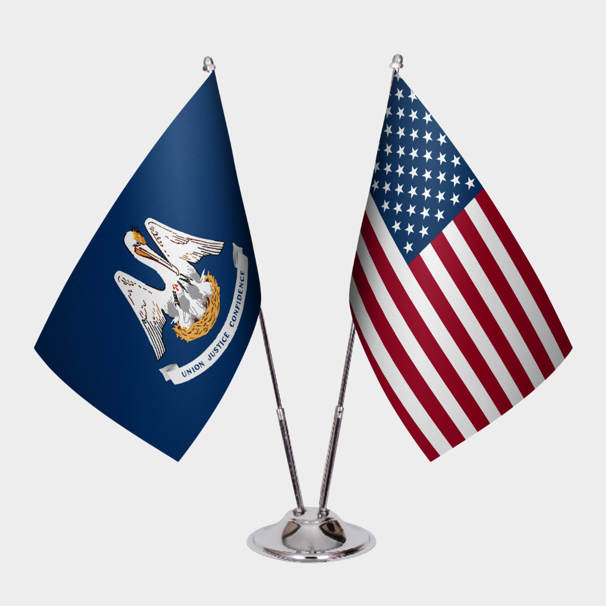 Louisiana & U.S. Desk Flag Set — Double Satin