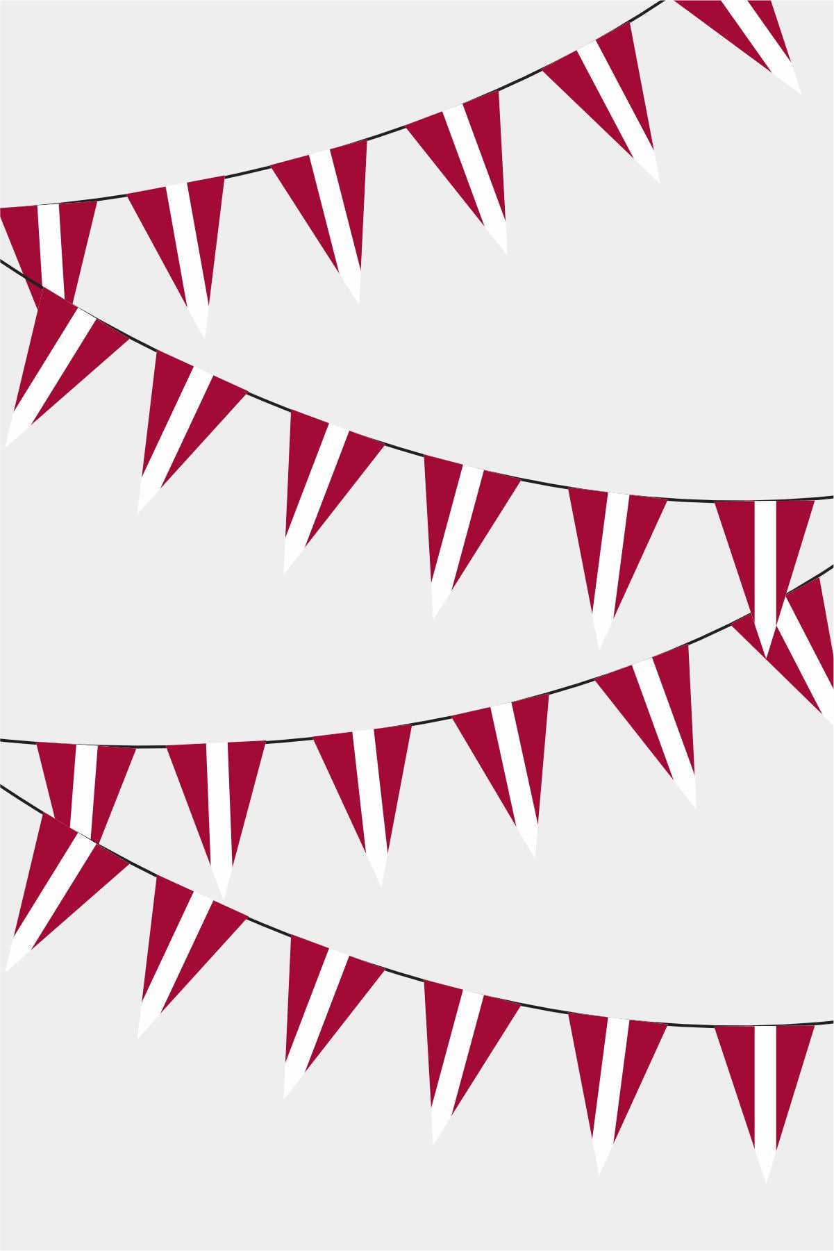 Latvia Triangular Flag Bunting - 50 Meters Premium Pennant Flags for Party Decoration | Professional Quality Raschel Fabric