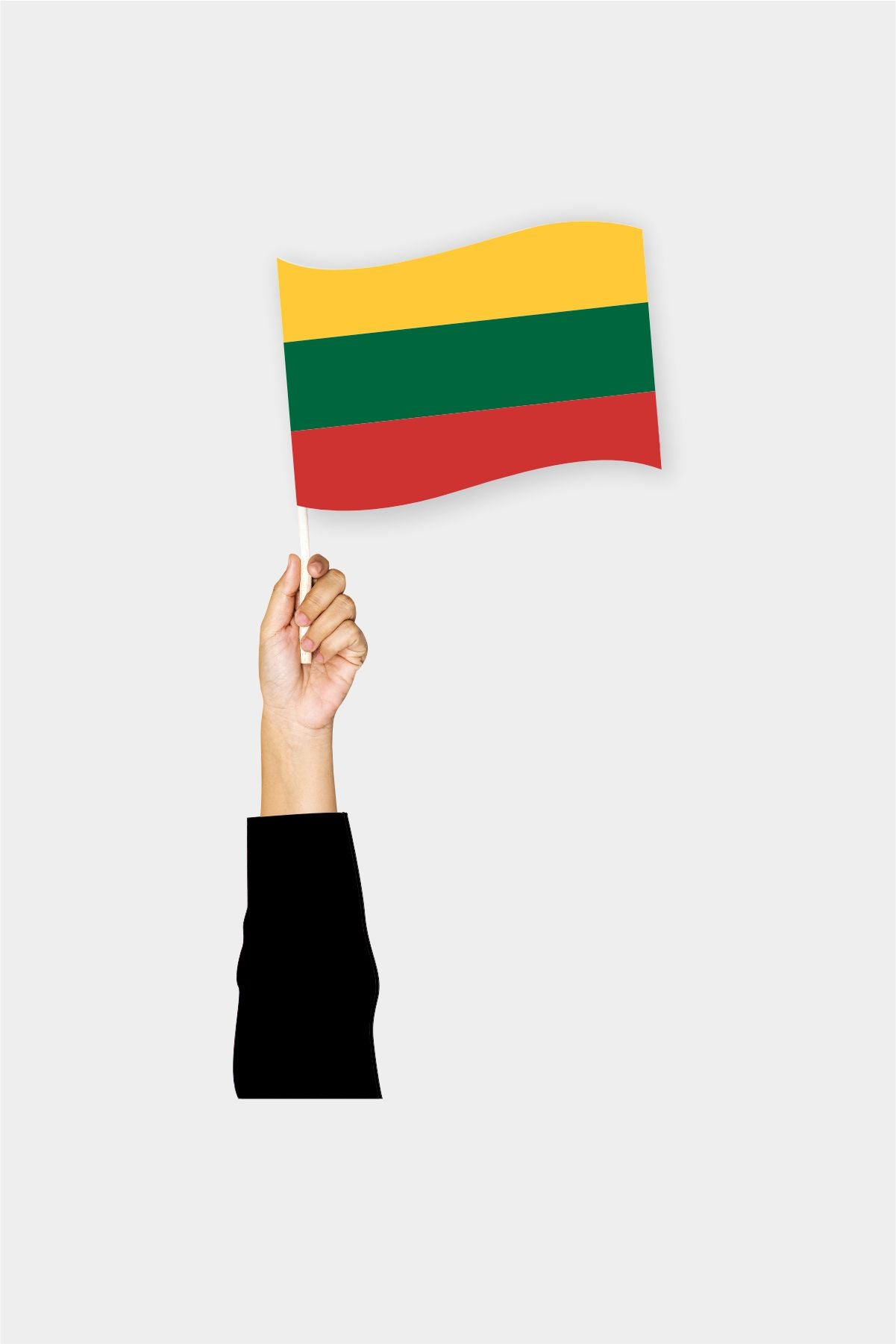 Lithuania handheld flag on stick - durable polyester country flag for events and parades