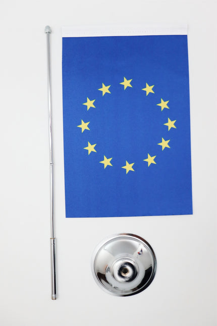 United Kingdom Desk Flag - Premium Double-Layer Satin with Chrome L-Shaped Stand | Professional Quality Country Desk Flag for Government Offices and Institutions