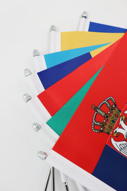 United Kingdom Desk Flag - Premium Double-Layer Satin with Chrome L-Shaped Stand | Professional Quality Country Desk Flag for Government Offices and Institutions
